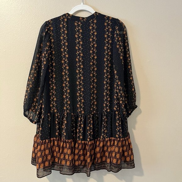 Women’s Blouse Dark Floral Romantic Fairy Whimsigoth Top Peasant Boho Cottage M - Picture 9 of 9